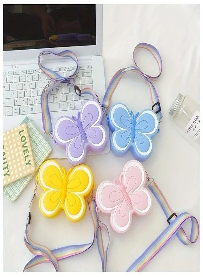 FOMQUAZLI Portable Cute Phone Sling Bag Small Casual Utility Bag Purple Popillon Cartoon Crossbody Purse Mini Mobile Pouch Picnic Bags Kids for School, College and Office - Image 5